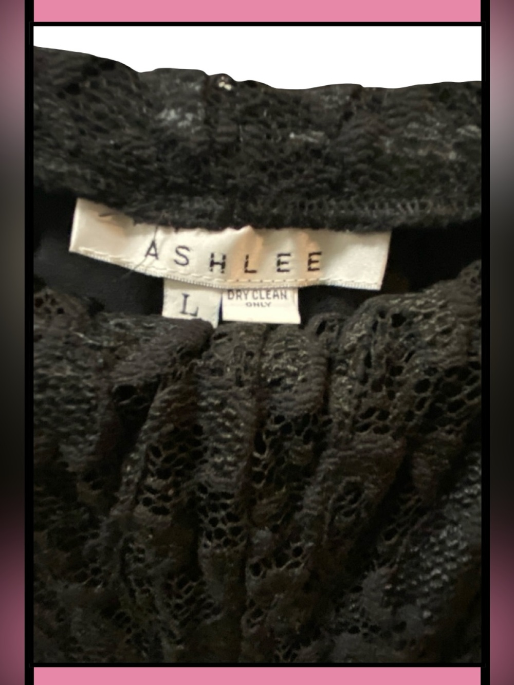 ASHLEE 2pc Black Stretch Lace Long Duster & Lined Pant Vintage Size M - Picture 9 of 11